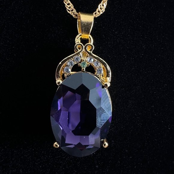 Purple Pendant 14kg plated Necklace - Picture 4 of 8